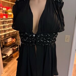 🥰🔥Elegant Black Beaded Blouse